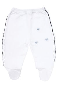 Erkek Bebek Beyaz Mavi Ayı Nakışlı Organik 5 Parça Hastane Çıkış Seti