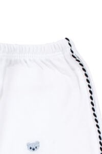 Erkek Bebek Beyaz Mavi Ayı Nakışlı Organik 5 Parça Hastane Çıkış Seti