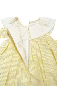 Kız Çocuk Sarı Puantiyeli Beyaz Yakalı Fiyonklu Elbise