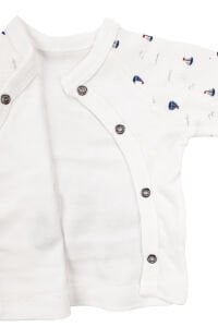 Erkek Bebek Ekru Laci Kayık Nakışlı 5 Parça Organik Hastane Çıkış Seti