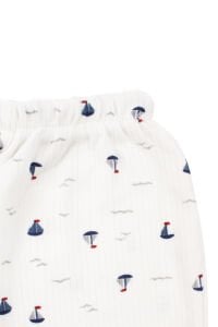 Erkek Bebek Ekru Laci Kayık Nakışlı 5 Parça Organik Hastane Çıkış Seti