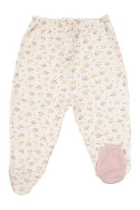 Kız Bebek Ekru Pudra Çiçek Nakışlı Fırfırlı 5 Parça Hastane Çıkış Seti