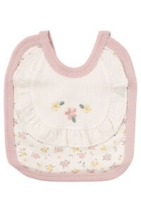 Kız Bebek Ekru Pudra Çiçek Nakışlı Fırfırlı 5 Parça Hastane Çıkış Seti