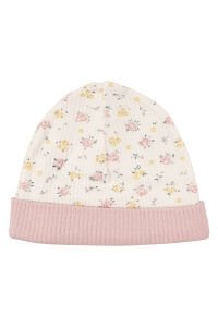 Kız Bebek Ekru Pudra Çiçek Nakışlı Fırfırlı 5 Parça Hastane Çıkış Seti