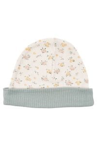 Kız Bebek Ekru Yeşil Çiçek Nakışlı Fırfırlı 5 Parça Hastane Çıkış Seti