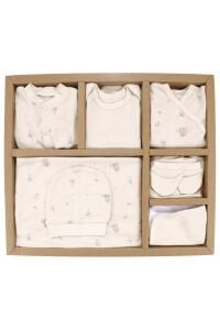 Unisex Bej Koala Desenli Organik 10 Parça Hastane Çıkış Seti