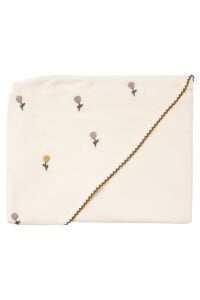 Kız Bebek Ekru Çiçek Nakışlı Biyeli Organik Lüks 10 Parça Hastane Çıkış Seti