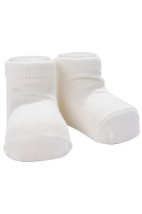 Unisex Ekru Düz Patik Çorap 0-6 Ay