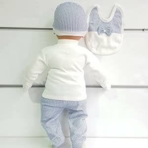 Ayıcık Askılı Papyonlu Mavi 5 li Erkek Bebek Hastane Çıkış Seti