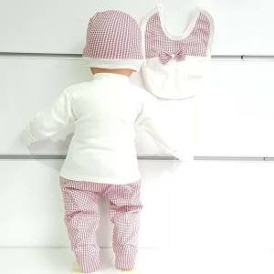 Ayıcık Askılı Papyonlu Kırmızı 5 li Erkek Bebek Hastane Çıkış Seti