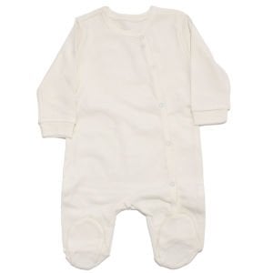 Unisex Ekru Yandan Çıtçıtlı Patikli Pamuklu Tulum 3-6 Ay