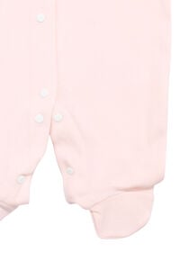 Kız Bebek Ekru Somon Gül Nakışlı Kanaviçe Çıtçıtlı Patikli Tulum