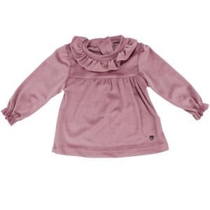 Kız Bebek Pembe Fırfırlı Kadife 2'li Takım