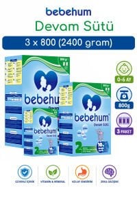Bebehum 2 Numara Devam Sütü 6-9 Ay 800 gr x 3 Adet