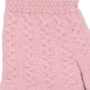 Kız Çocuk Pembe Gri Parmaklı Triko Eldiven 4-8 Yaş