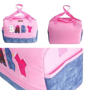 Açık Pembe kot desenli Baby Bebek Çantası