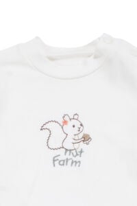Unisex Ekru Su Yeşili Sincap Nakışlı Hırkalı 3'lü Takım