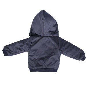 Erkek Çocuk Gri Renkli Çizgili Kapşonlu Şişme Mont