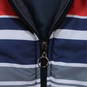 Erkek Çocuk Gri Renkli Çizgili Kapşonlu Şişme Mont