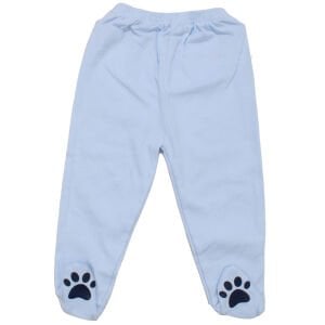 Unisex Mavi Patikli Pati Baskılı Penye Pantolon Tek Alt