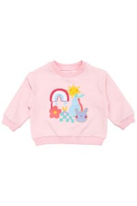 Kız Bebek Pembe Renkli Gökkuşağı Güneş Baskılı 2'li Takım