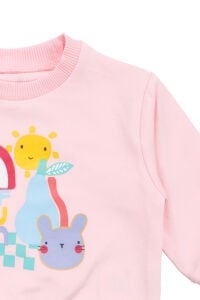 Kız Bebek Pembe Renkli Gökkuşağı Güneş Baskılı 2'li Takım