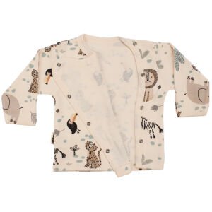 Erkek Bebek Ekru Yeşil Fil Safari Hayvanlı Pijama Takımı 0-3 Ay