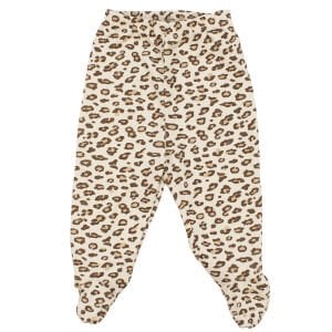 Kız Bebek Ekru Kahve Leopar Desenli Bereli Pijama Takımı 0-3 Ay