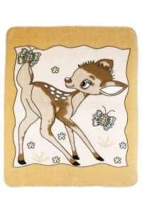 Unisex Kahve Sarı Ceylanlı Desenli Polar Battaniye 85*100 cm