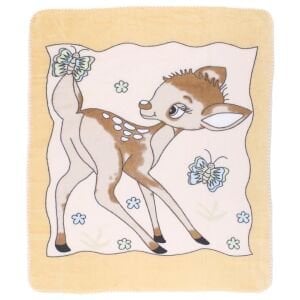 Unisex Kahve Sarı Ceylanlı Desenli Polar Battaniye 85*100 cm