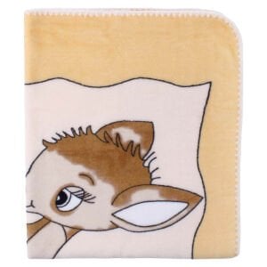 Unisex Kahve Sarı Ceylanlı Desenli Polar Battaniye 85*100 cm