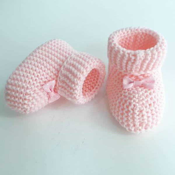 Papyonlu Pembe Triko Patik 0-6 Ay