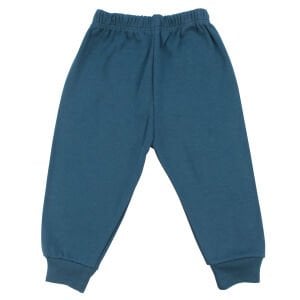 Erkek Bebek Ekru Mavi Çizgili Ayı Nakışlı 2'li Takım