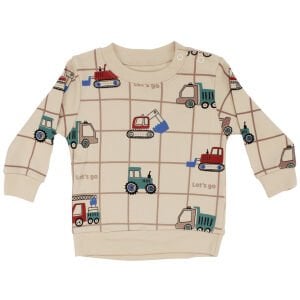 Erkek Bebek Bej Kırmızı Traktör Baskılı 2'li Takım