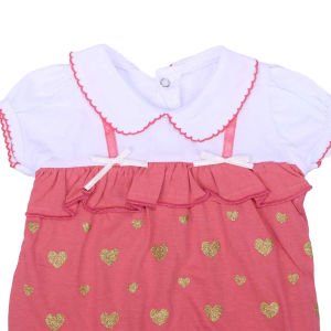 Kız Bebek Beyaz Nar Çiçeği Simli Kalpli Tulum