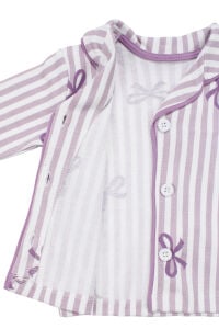Kız Bebek Beyaz Lila Fiyonklu Çizgili Pijama Takımı