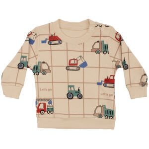 Erkek Bebek Bej Yeşil Traktör Baskılı 2'li Takım