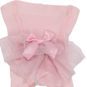 Kız Bebek Pembe Simli Tüllü Fiyonklu Külotlu Çorap 0-6 Ay