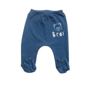 Erkek Bebek Mavi Bear Baskılı Ekoseli 3'lü Tek Alt