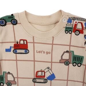 Erkek Bebek Kahve Traktör Baskılı 2'li Takım