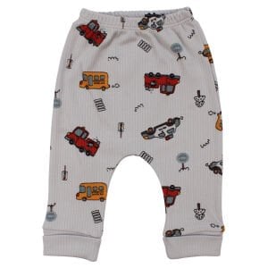 Erkek Bebek Gri Araba Desenli Zıbınlı 2'li Takım