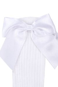 Kız Çocuk Beyaz Kurdale Fiyonklu Diz Altı Çorap