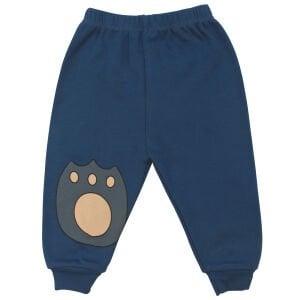 Erkek Bebek Ekru Mavi Ayılı Baskılı 2'li Takım