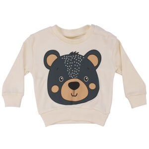 Erkek Bebek Ekru Mavi Ayılı Baskılı 2'li Takım