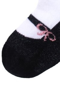 Kız Bebek Siyah Beyaz Babet Desenli Çorap 0-12 Ay