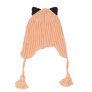 Kız Çocuk Somon Leopar Kulaklı Lovers Yazılı Atkı Bere Takımı 4-8 Yaş