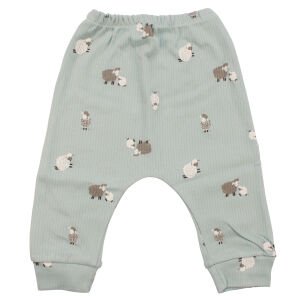 Erkek Bebek Su Yeşili Kuzu Desenli Pijama Takımı