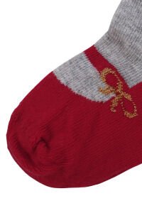 Kız Bebek Gri Kırmızı Babet Desenli Çorap 0-12 Ay