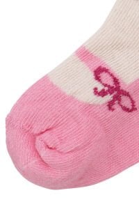 Kız Bebek Ekru Pembe Babet Desenli Çorap 0-12 Ay