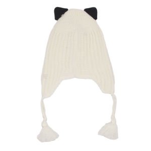 Kız Çocuk Ekru Leopar Kulaklı Lovers Yazılı Atkı Bere Takımı 4-8 Yaş